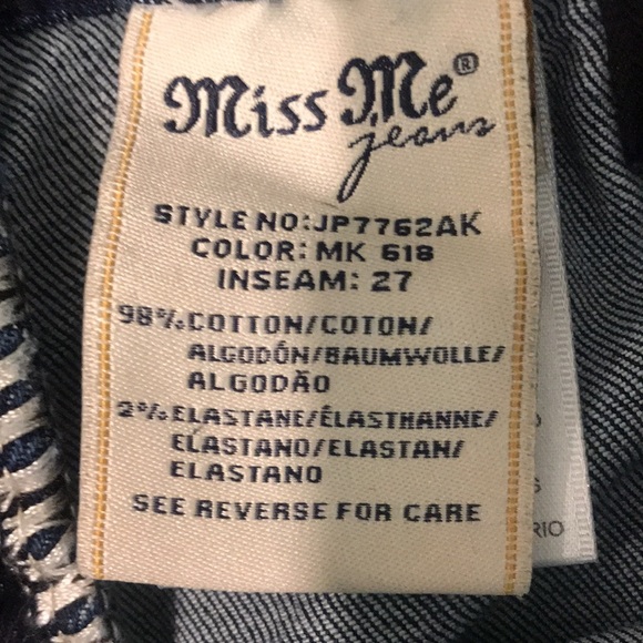 Miss Me Jeans Womens 26 Blue Embroidered Born to Be Boho Ankle Skinny Western - Picture 11 of 12